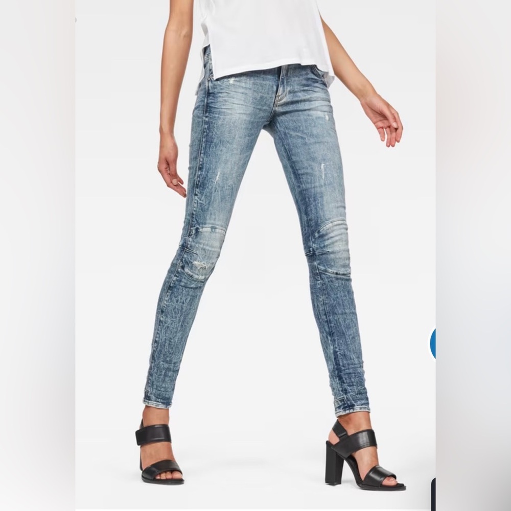G-Star Raw Light Vintage Destroyed Skinny Jeans Size 25/30